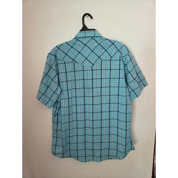 Wrangler Western Men's Pearl Snap Button Down Shirt Size Large Blue Plaid - Picture 6 of 8